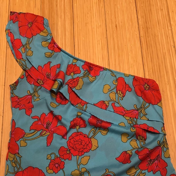 Summer Flower Print One Shoulder Dress - Picture 2 of 4